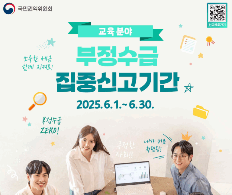 교육분야 정부지원금 부정수급 신고, 최대 30억 원 보상금 지급